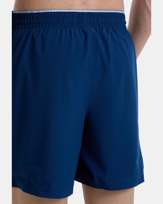 Men's UA Qualifier 5" Wordmark Shorts in Blue image number 4